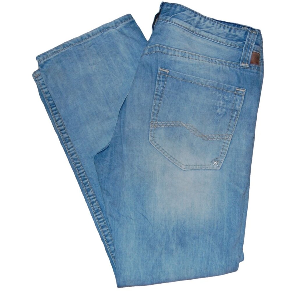 Rivet Du Cru Mae Relaxed Straight Leg Denim Distressed Blue Jeans Men's 38x34